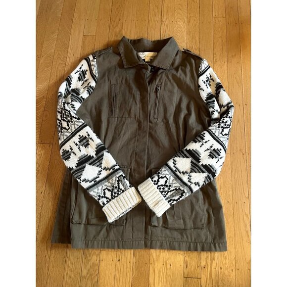 Vintage Havanah Olive Green & Ivory Cargo Sweater Utility Jacket Size Medium - Picture 8 of 13